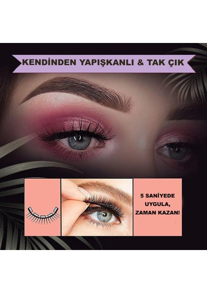 Pop Beauty Doğal İpek Takma Kirpik, Kendinden Yapışkanlı ve Yeniden Kullanılabilir Kirpikler