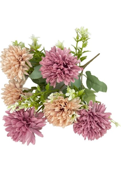 Yapay Çiçek Krizantem Kartopu Gül Kurusu Bej Cipsolu 7dallı Demet fırsatları