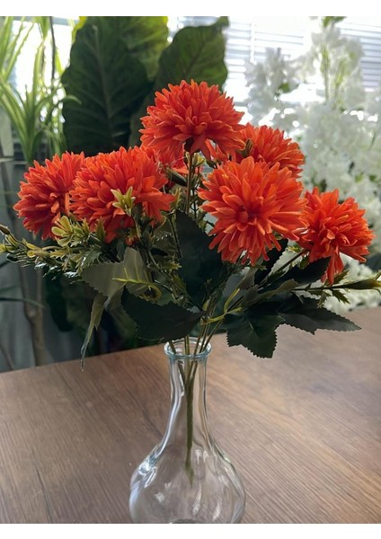 Yapay Çiçek Krizantem Kartopu Turuncu Cipsolu 7dallı Demet modelleri