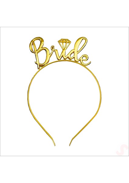 Bride To Be Kuşak ve Bride Metal Taç Seti - Altın