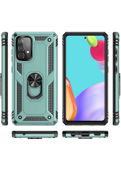 Samsung Galaxy A52S Kılıf Sofya Yüzüklü Silikon Kapak - Yeşil modelleri