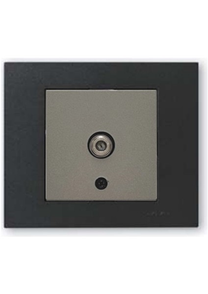 Grano Metalik F Konnektör Uydu Prizi Antrasit + Siyah Çerçeve