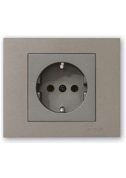 Grano Metalik Topraklı Priz Antrasit + Antrasit Çerçeve