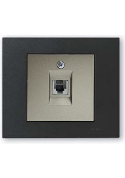 Grano Metalik Numeris Telefon Prizi Antrasit + Siyah Çerçeve