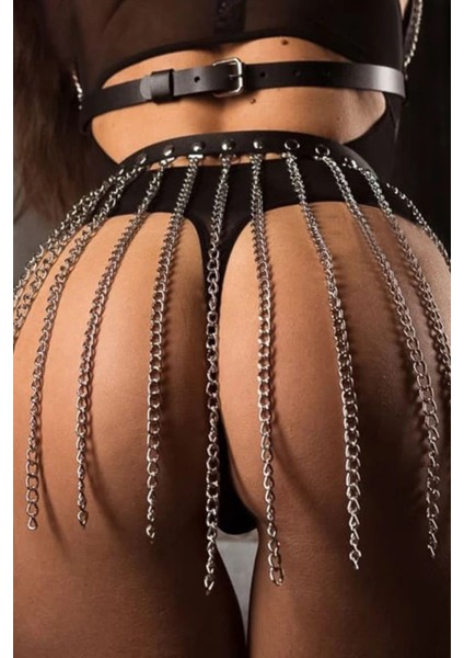 Kadın Zincir ve Halka Detaylı Deri Harness Takım fırsatları