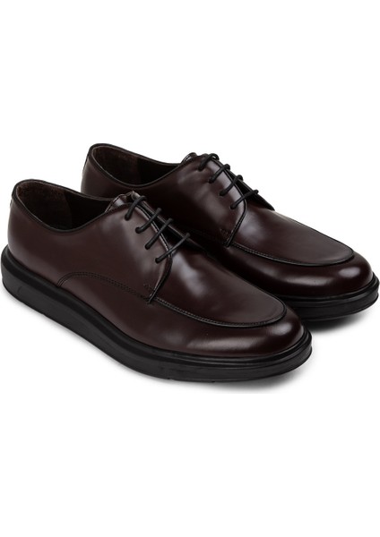 Deri Bordo Comfort Günlük Erkek Ayakkabı - 01841MBRDP02