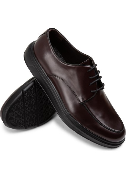 Deri Bordo Comfort Günlük Erkek Ayakkabı - 01841MBRDP02