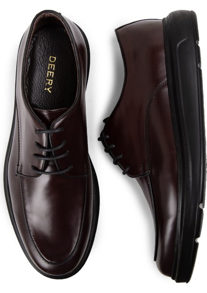 Deri Bordo Comfort Günlük Erkek Ayakkabı - 01841MBRDP02