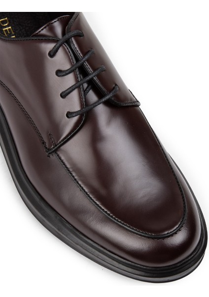 Deri Bordo Comfort Günlük Erkek Ayakkabı - 01841MBRDP02