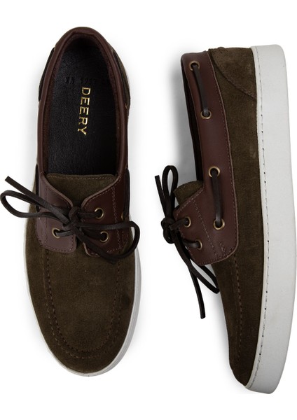 Süet Haki Marin Günlük Erkek Ayakkabı - 01952MHAKC01 fırsatları