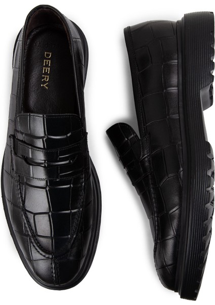 Deri Siyah Loafer Erkek Ayakkabı - 01878MSYHE03 fırsatları
