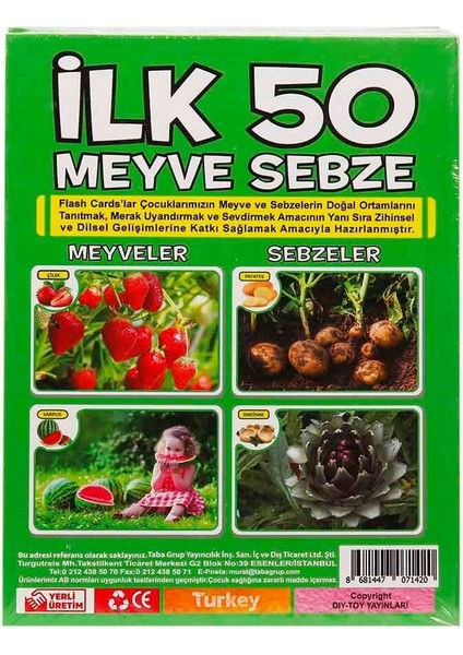 Diytoy Ilk 50 Meyve Sebze Hafıza Kartları