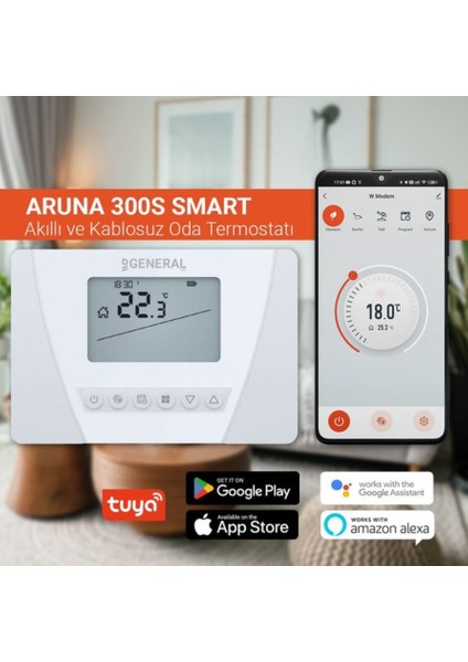 General Life Aruna 300S Smart Wi-Fi Kablosuz Akıllı Oda Termostatı Tuya Destekli