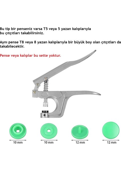 T5 Plastik Siyah Çıtçıt (1000 Adet) (12MM Plastik Çıtçıt)