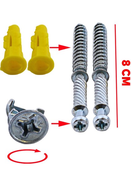 Kolay Montaj Gizli Raf Tutucu Sabitleme Taşıyıcı Set 8 cm