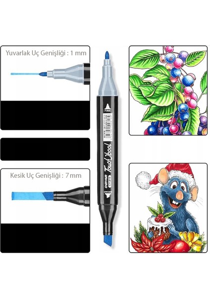 Marker 24'lü Set Çantalı Taşınabilir Marker Seti 24 Renk Çift Taraflı Marker Kalem Set