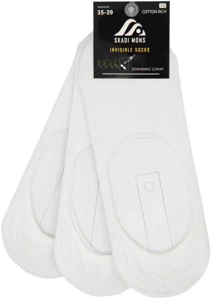 Invisible 3 Pack Unisex Beyaz Çorap modelleri