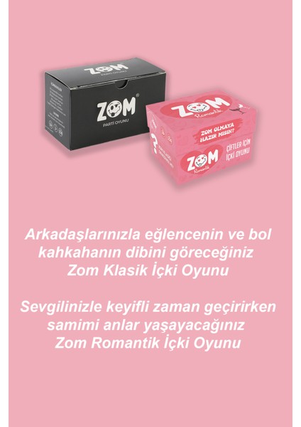 Zom Klasik Içki Oyunu ve Zom Romantik Içki Oyunu Ikili Set | Shot Oyunu | Yılbaşı Oyunu | Kart Oyunu