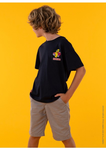 Baskılı Lacivert Erkek Çocuk T-Shirt HRBTXT007