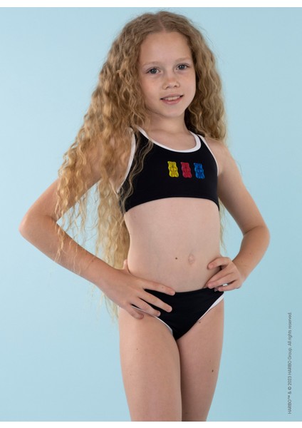 Siyah Kız Çocuk Bikini Takım HRBSWM230