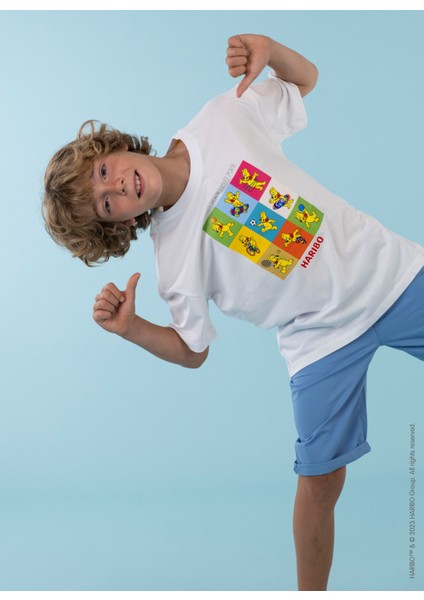 Baskılı Beyaz Erkek Çocuk T-Shirt HRBTXT103 fiyatları