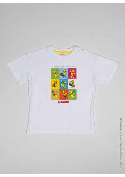Baskılı Beyaz Erkek Çocuk T-Shirt HRBTXT103 modelleri