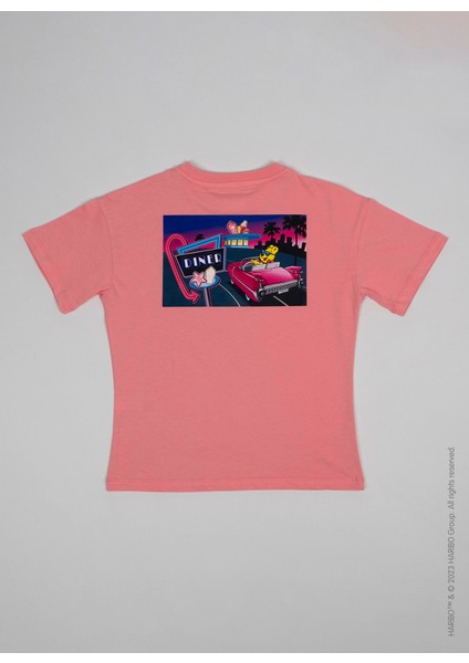 Baskılı Pembe Kız Çocuk T-Shirt HRBTXT007 modelleri