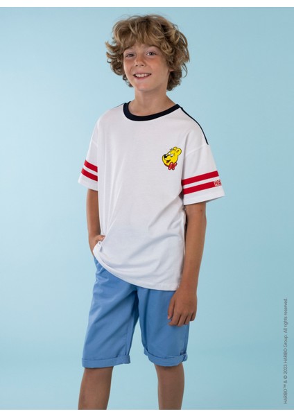 Baskılı Beyaz Erkek Çocuk T-Shirt HRBTXT003