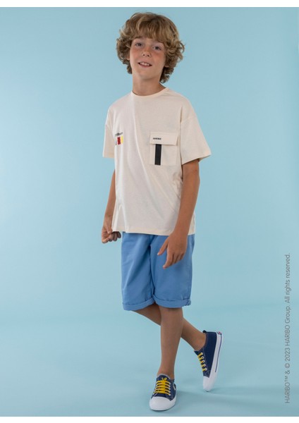 Baskılı Krem Erkek Çocuk T-Shirt HRBTXT004 fiyatları