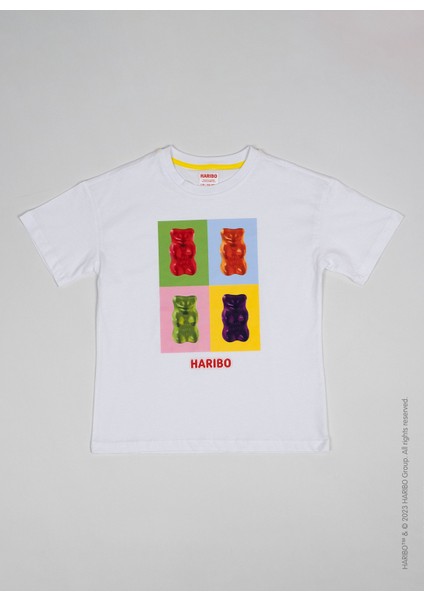 Baskılı Beyaz Erkek Çocuk T-Shirt HRBTXT011