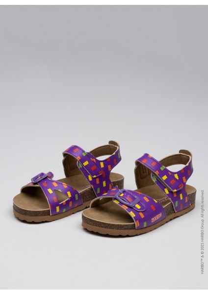 Mor Kız Çocuk Sandalet Ankle Buckled Sandalet