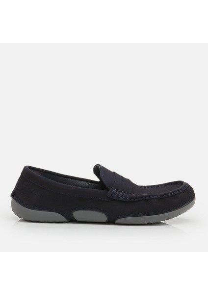 02AYH265230A680 Hakiki Deri Lacivert Erkek Loafer