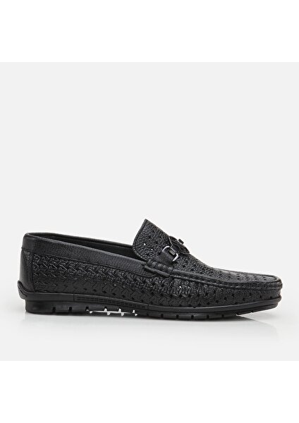 02AYH268810A100 Hakiki Deri Siyah Erkek Loafer