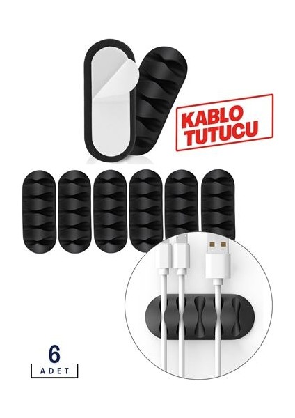 Masa Kenarı Kablo Fiş Tutucu 6 Adet Delapia Design 711844