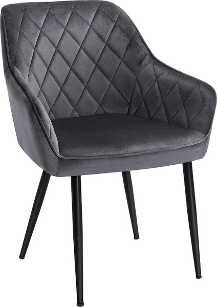 Yemek Odası Sandalyesi, Koltuk, Kolçaklı, Doulu Sandalye, Metal Ayaklar, Kadife Kılıf, 110 kg Taşıma Kapasitesi, Çalışma Odası, Oturma Odası, Yatak Odası Için, Gri LDC088G01