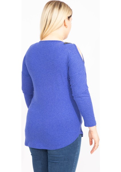 Kadın Antrasit Tek Omuz Dekolteli Taş Detaylı Bluz 65N35426 modelleri