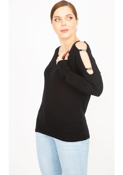 Kadın Siyah Büyük Beden Omuz Dekolteli Bluz fiyatları