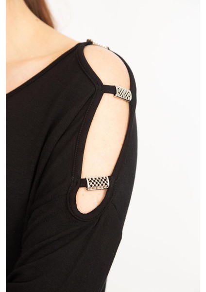 Kadın Siyah Büyük Beden Omuz Dekolteli Bluz fırsatları