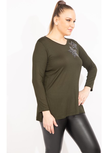 Kadın Haki Payet Detaylı Bluz 65N35471 fiyatları