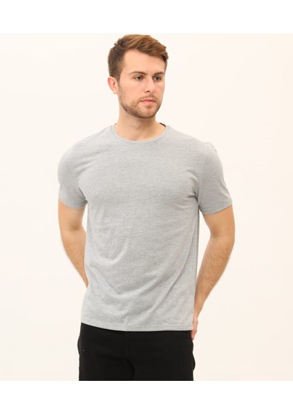 Sırt Baskılı Gri Erkek T-Shirt