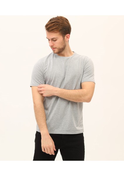 Sırt Baskılı Gri Erkek T-Shirt fırsatları