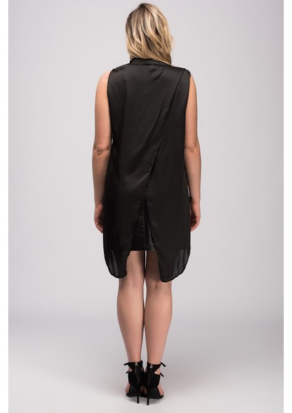 Kadın Siyah Arkası Anvelop Saten Tunik 65N32809 fiyatları