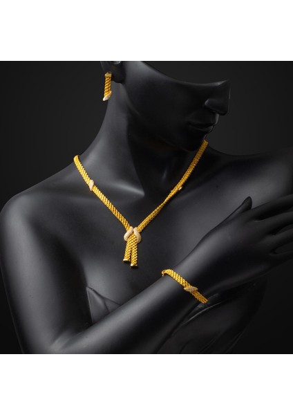 Tasarım Kemerli Örgü Altın Takı Seti fiyatları