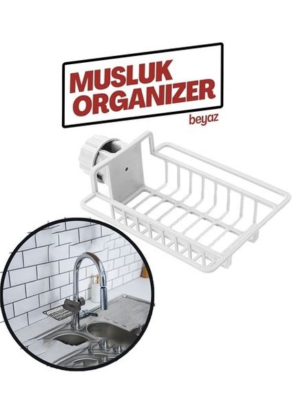 Patrisha Musluk Organizeri Mutfak Banyo Duş Beyaz 30000018