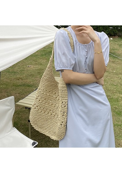 Sebze Sepeti Hasır Çanta Dokuma Çanta Hasır Çanta Tek Omuz Bayan Çantası (Yurt Dışından) fiyatları