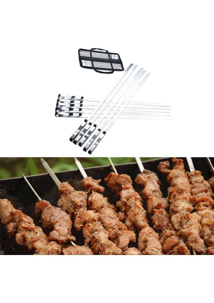 10x Izgara Kebab Barbekü Sokları Aksesuar Dış Izgara Için Yeniden Kullanılabilir (Yurt Dışından)