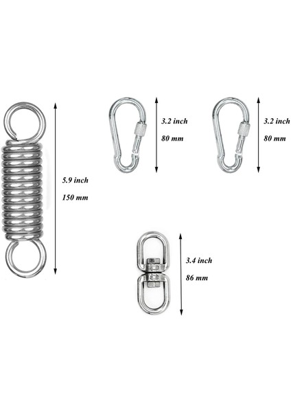 Sundurma Hamak Sandalyeleri 2 Karabin Kancalı Ağır Hizmette 500lbs 4pcs İle Salıncak Yayını (Yurt Dışından)