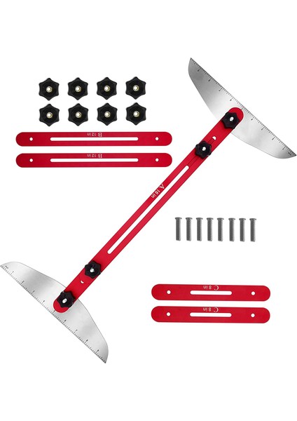 Alüminyum Alaşımdan Yapılmış Kırmızı Merdiven Sırtı Şablonu Ölçüm Aracı Ayarlanabilir (Yurt Dışından)