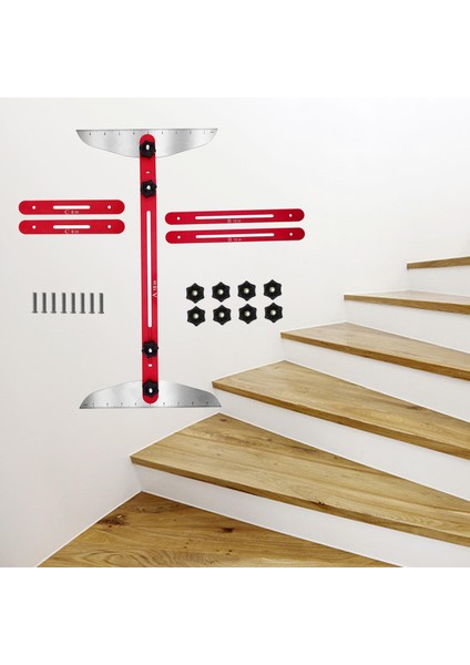 Alüminyum Alaşımdan Yapılmış Kırmızı Merdiven Sırtı Şablonu Ölçüm Aracı Ayarlanabilir (Yurt Dışından) indirimleri