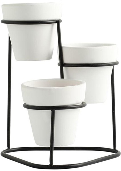 Metal Stand Minyatür Balkon Hediye Koleksiyonu İle Etli Tencereler Siyah A (Yurt Dışından)